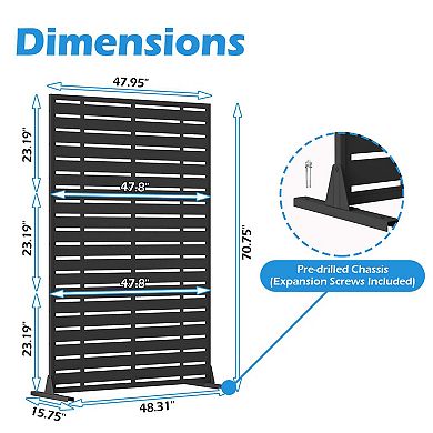 Freestanding Outdoor Privacy Screen with Metal Frame & Resin Panels