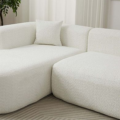 109.4" L-Shaped Modular Sectional Sofa Left Chaise Chenille Fabric Cloud Sofa with 2 Pillows