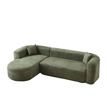 109.4" L-Shaped Modular Sectional Sofa Left Chaise Chenille Fabric Cloud Sofa with 2 Pillows