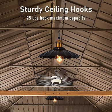 14'x 22' Hardtop Gazebo - Wood-Looking Aluminum Frame with Curtains & Netting