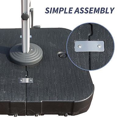 38"x 38" Water & Sand Filled Patio Umbrella Base with Wheels