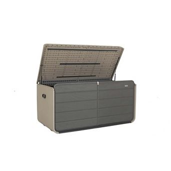 260 Gallon Lockable Plastic Deck Box,Waterproof Storage Box w/ Wheels