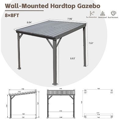 8'x 8' Wall-Mounted Gazebo with Hidden Drainage System