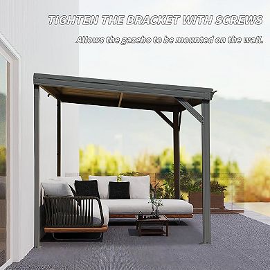 8'x 8' Wall-Mounted Gazebo with Hidden Drainage System