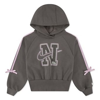 Girls 4-6x Nike Fleece Boxy Hoodie with Bow Graphic Design