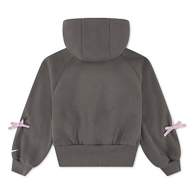 Girls 4-6x Nike Fleece Boxy Hoodie with Bow Graphic Design