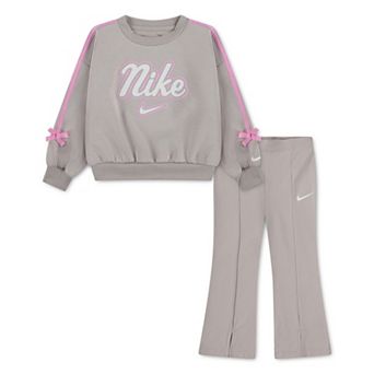 Girls 4-6x Nike Bow Crewneck & Dri-FIT Flared Leggings 2 pc Set