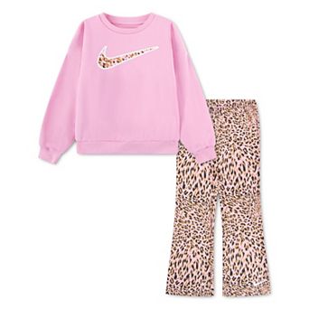 Girls 4-6x Nike Cheetah Crewneck & Printed Dri-FIT Flared Leggings 2 pc Set