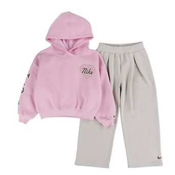 Toddler Girls Nike "Just Do It." Heart Hoodie & Wide Leg Pants 2 pc Set