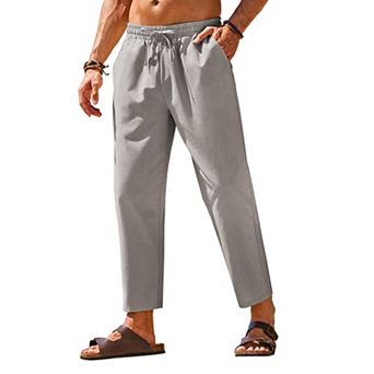 COOFANDY Linen Pants for Men Casual Straight-Legs Jogger Trousers Lightweight Yoga Beach Pants