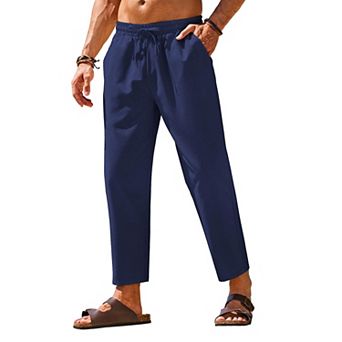 COOFANDY Linen Pants for Men Casual Straight-Legs Jogger Trousers Lightweight Yoga Beach Pants