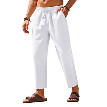 COOFANDY Linen Pants for Men Casual Straight-Legs Jogger Trousers Lightweight Yoga Beach Pants