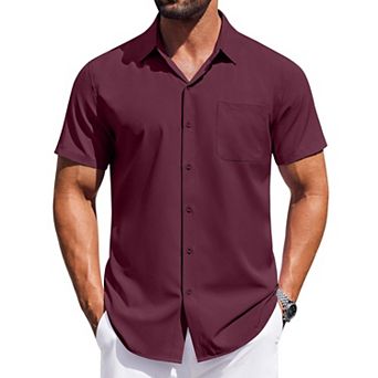 COOFANDY Mens Summer Beach Shirt Short Sleeve Button Down Shirts Regular Fit Vacation Beach Shirts