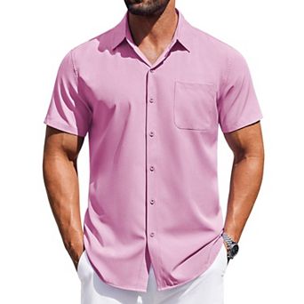 COOFANDY Mens Summer Beach Shirt Short Sleeve Button Down Shirts Regular Fit Vacation Beach Shirts