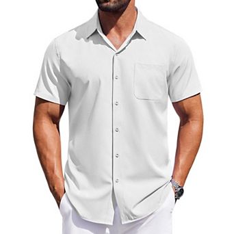 COOFANDY Mens Summer Beach Shirt Short Sleeve Button Down Shirts Regular Fit Vacation Beach Shirts