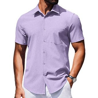 COOFANDY Mens Casual Wrinkle Free Shirts Untucked Short Sleeve Button Down Dress Shirt
