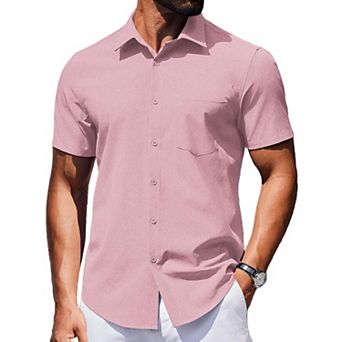 COOFANDY Mens Casual Wrinkle Free Shirts Untucked Short Sleeve Button Down Dress Shirt