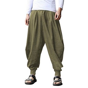 COOFANDY Men's Linen Baggy Cotton Harem Pant Fashion Hip Pop Hippy Trouser