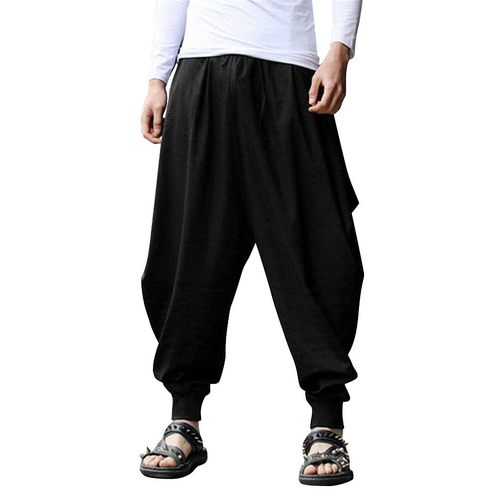 COOFANDY Men Hippie Pants Baggy Harem Pant Linen Cotton Yoga