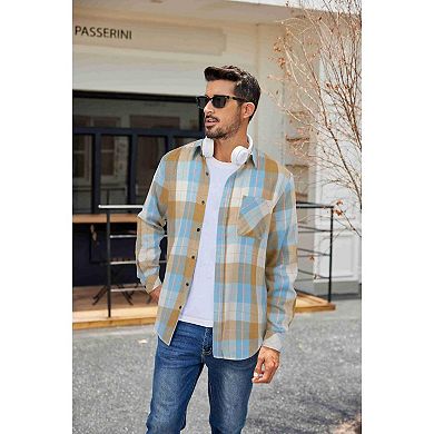COOFANDY Mens Flannel Shirts Long Sleeve Cotton Shirt Fall Casual Button Down Shirt