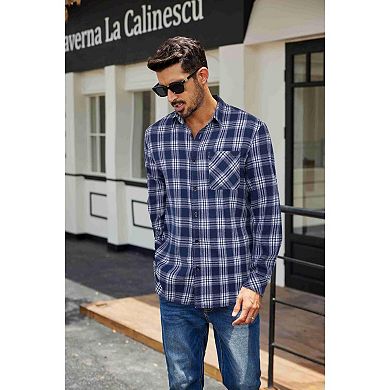 COOFANDY Mens Flannel Shirts Long Sleeve Cotton Shirt Fall Casual Button Down Shirt