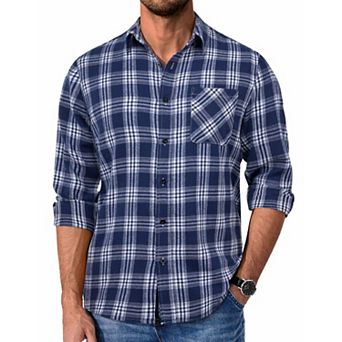COOFANDY Mens Flannel Shirts Long Sleeve Cotton Shirt Fall Casual Button Down Shirt