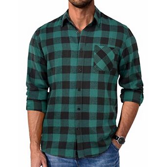 COOFANDY Mens Flannel Shirts Long Sleeve Cotton Shirt Fall Casual Button Down Shirt