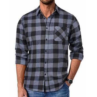 COOFANDY Mens Flannel Shirts Long Sleeve Cotton Shirt Fall Casual Button Down Shirt