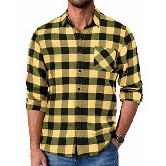 COOFANDY Mens Flannel Shirts Long Sleeve Cotton Shirt Fall Casual Button Down Shirt