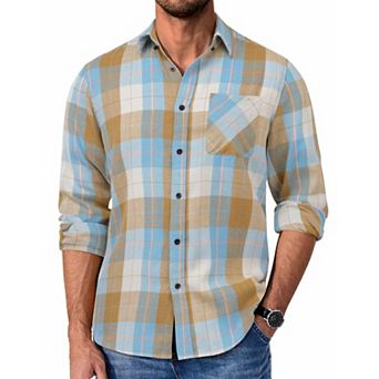 COOFANDY Mens Flannel Shirts Long Sleeve Cotton Shirt Fall Casual Button Down Shirt