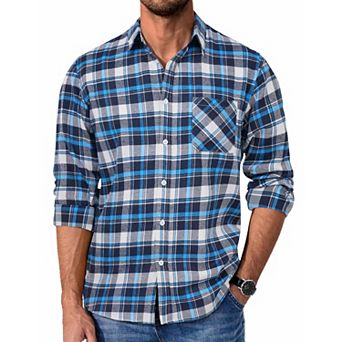 COOFANDY Mens Flannel Shirts Long Sleeve Cotton Shirt Fall Casual Button Down Shirt