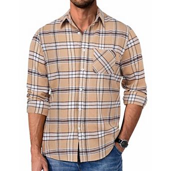 COOFANDY Mens Flannel Shirts Long Sleeve Cotton Shirt Fall Casual Button Down Shirt