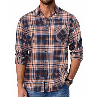 COOFANDY Mens Flannel Shirts Long Sleeve Cotton Shirt Fall Casual Button Down Shirt