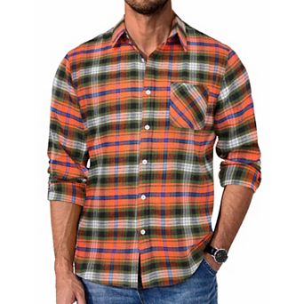 COOFANDY Mens Flannel Shirts Long Sleeve Cotton Shirt Fall Casual Button Down Shirt