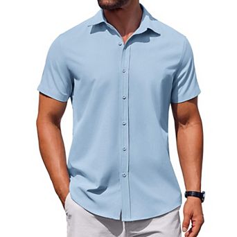 COOFANDY Mens Short Sleeve Button Down Casual Shirts Summer Untucked Business Casual Dress Shirt