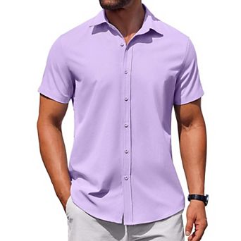 COOFANDY Mens Short Sleeve Button Down Casual Shirts Summer Untucked Business Casual Dress Shirt