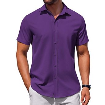 COOFANDY Mens Short Sleeve Button Down Casual Shirts Summer Untucked Business Casual Dress Shirt