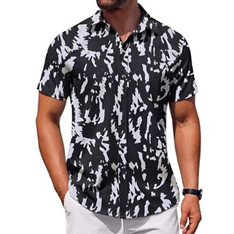 COOFANDY Mens Short Sleeve Button Down Casual Shirts Summer Untucked Business Casual Dress Shirt