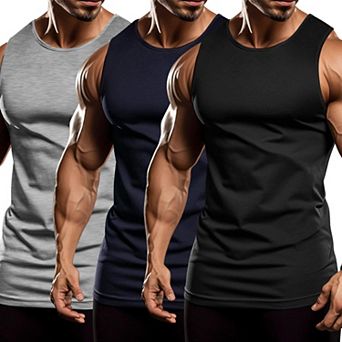 COOFANDY Workout Tank Tops for Men Weight Training Shirt Gym Square Neck Heavyweight Tee Shirts