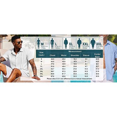 COOFANDY Mens Beach Shirts Short Sleeve Cuban Shirts Button Up Summer Shirt