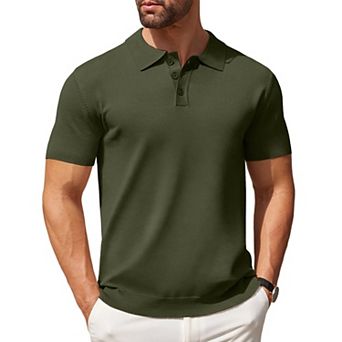 COOFANDY Mens Knit Polo Shirts Casual Short Sleeve Classic Polo Shirts Button Down Golf Shirts