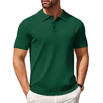 COOFANDY Mens Knit Polo Shirts Casual Short Sleeve Classic Polo Shirts Button Down Golf Shirts