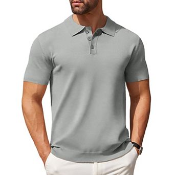 COOFANDY Mens Knit Polo Shirts Casual Short Sleeve Classic Polo Shirts Button Down Golf Shirts