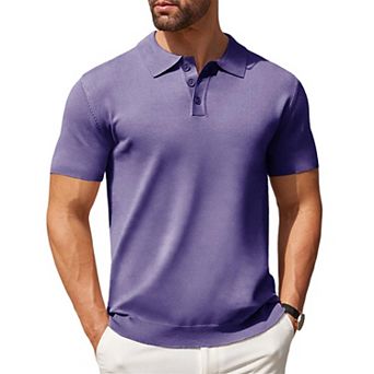 COOFANDY Mens Knit Polo Shirts Casual Short Sleeve Classic Polo Shirts Button Down Golf Shirts