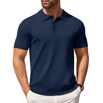 COOFANDY Mens Knit Polo Shirts Casual Short Sleeve Classic Polo Shirts Button Down Golf Shirts