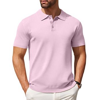 COOFANDY Mens Knit Polo Shirts Casual Short Sleeve Classic Polo Shirts Button Down Golf Shirts