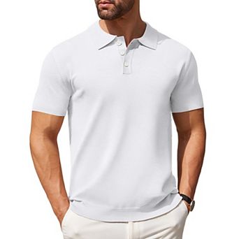 COOFANDY Mens Knit Polo Shirts Casual Short Sleeve Classic Polo Shirts Button Down Golf Shirts
