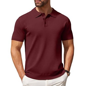 COOFANDY Mens Knit Polo Shirts Casual Short Sleeve Classic Polo Shirts Button Down Golf Shirts