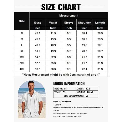 COOFANDY Button Down Shirts for Men Short-Sleeve Solid Linen Shirt Casual Summer Beach Shirt