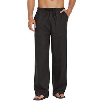 COOFANDY Mens Linen Cotton Pants Loose Fit Casual Linen Pants Summer Beach Pants